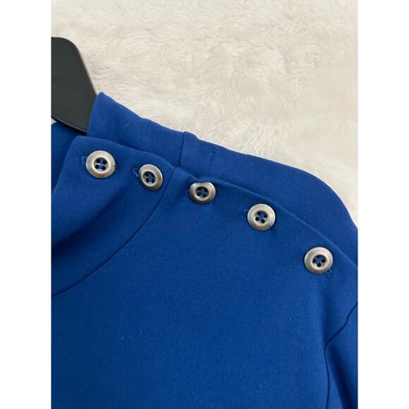 Susan Graver Blue A-Line Tunic Top 2X Button Detail Flowy - Picture 3 of 8